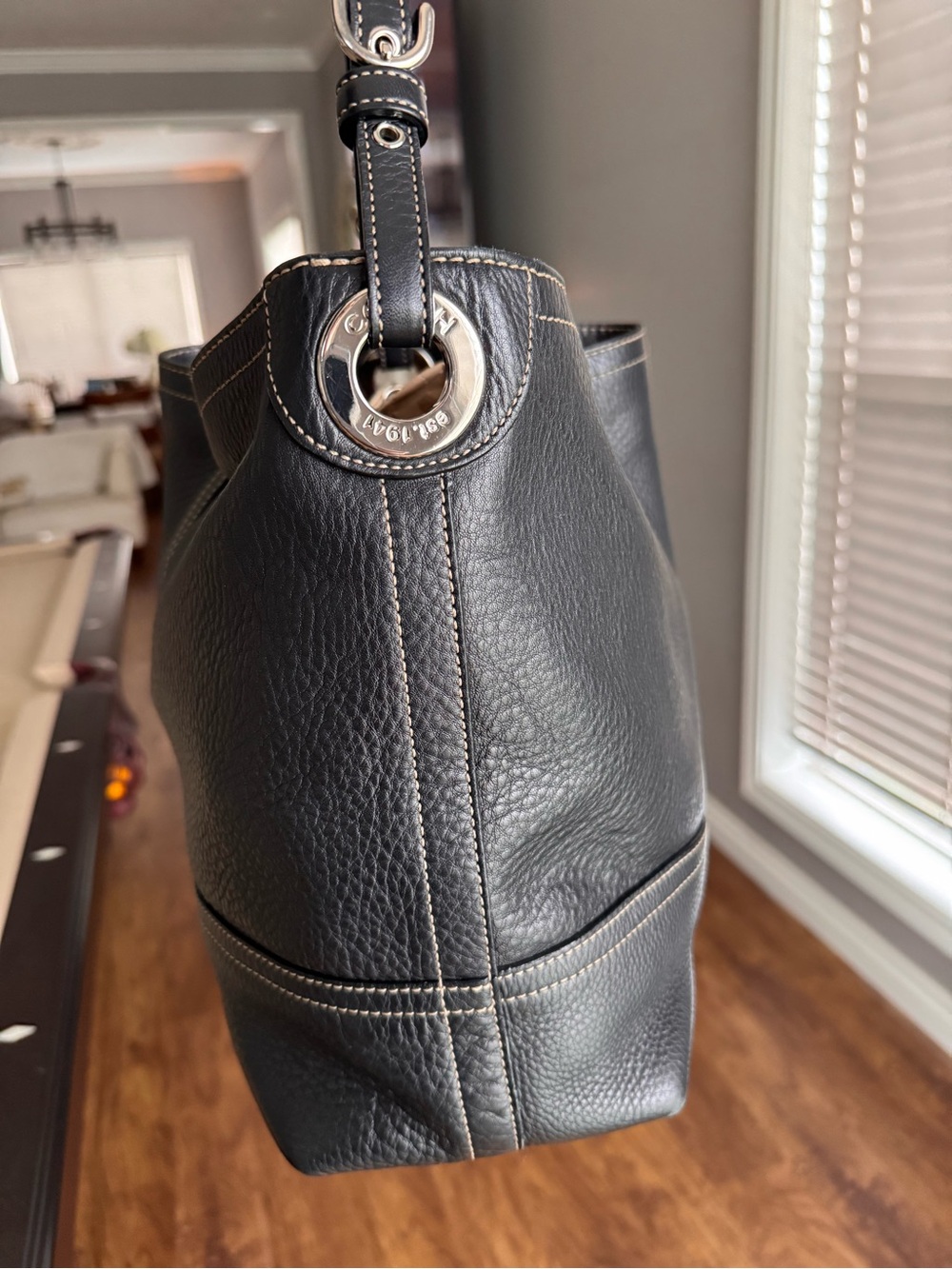 Coach Slouchy Black Pebbled Leather Shoulder Bucket Bag - Picture 10 of 13